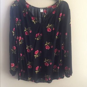 Old Navy Floral Print Long Sleeve Blouse